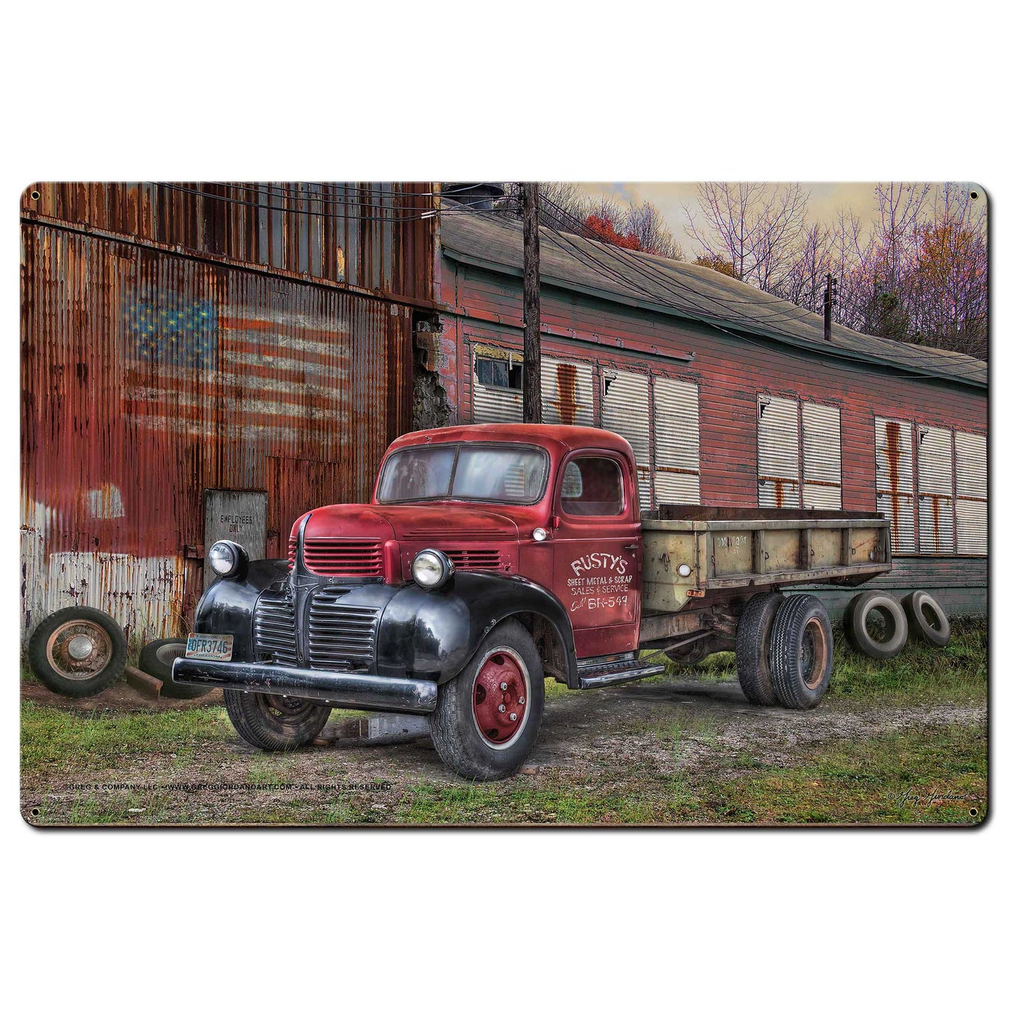 Factory Truck Metal Sign 36in X24in
