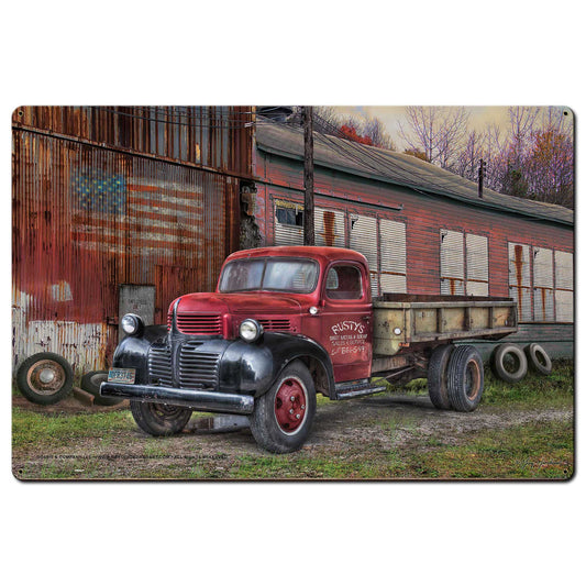 Factory Truck Metal Sign 36in X24in