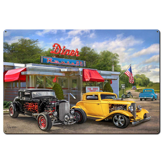 Nostalgic America Diner 2 Metal Sign 36in X24in
