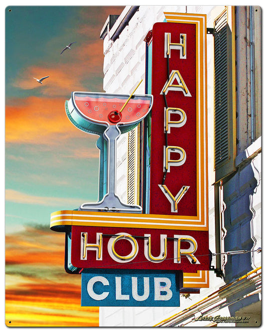 Happy Hour Club Vintage Sign