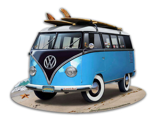 VW BUS CUT OUT BLUE
