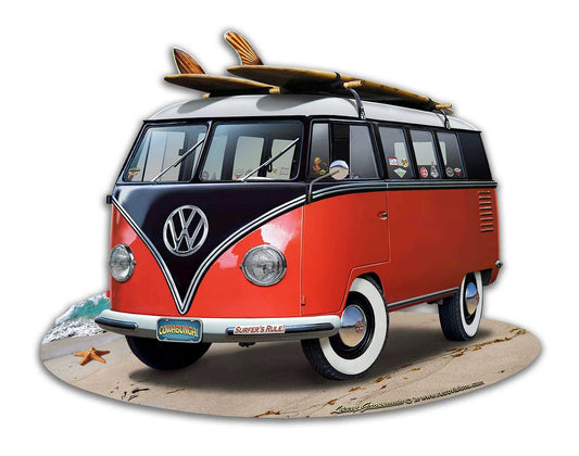VW BUS CUT OUT RED