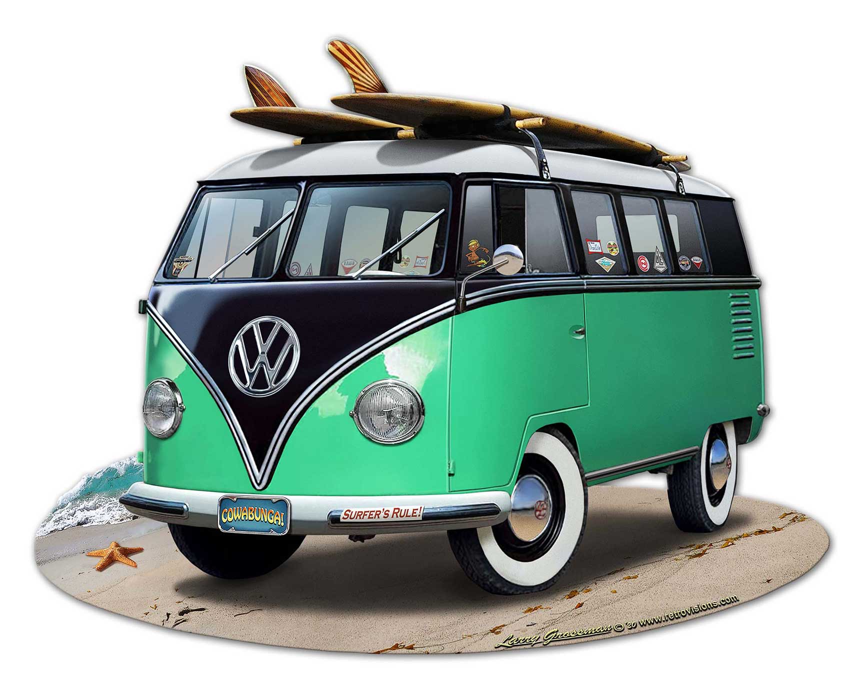 VW Bus Cut Out Green