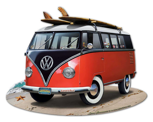 VW Bus Cut Out Red