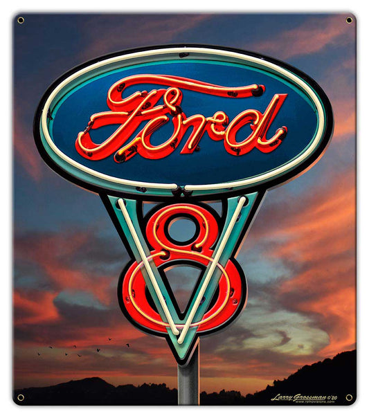 Neon V-8 Sign