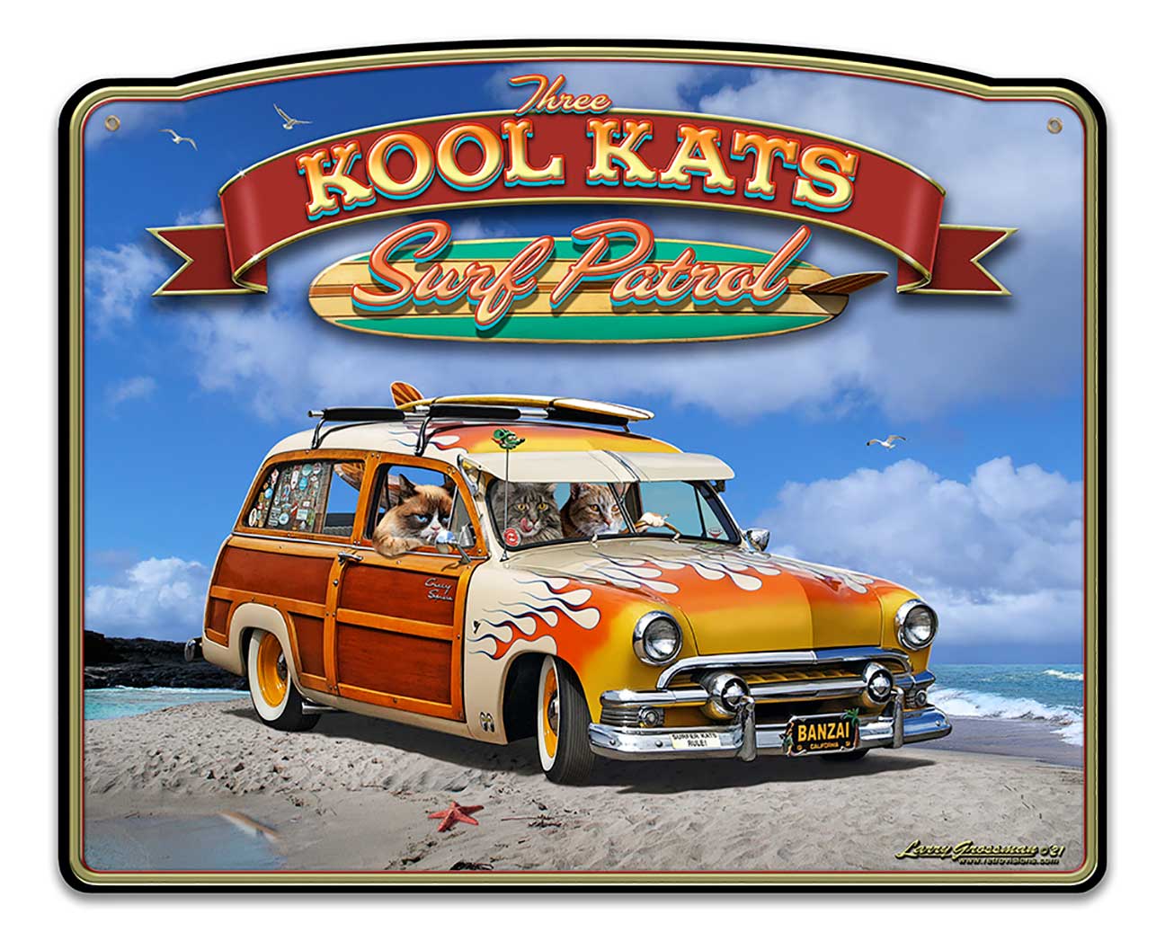 3 Kool Kats 22 x 18 Custom Shape
