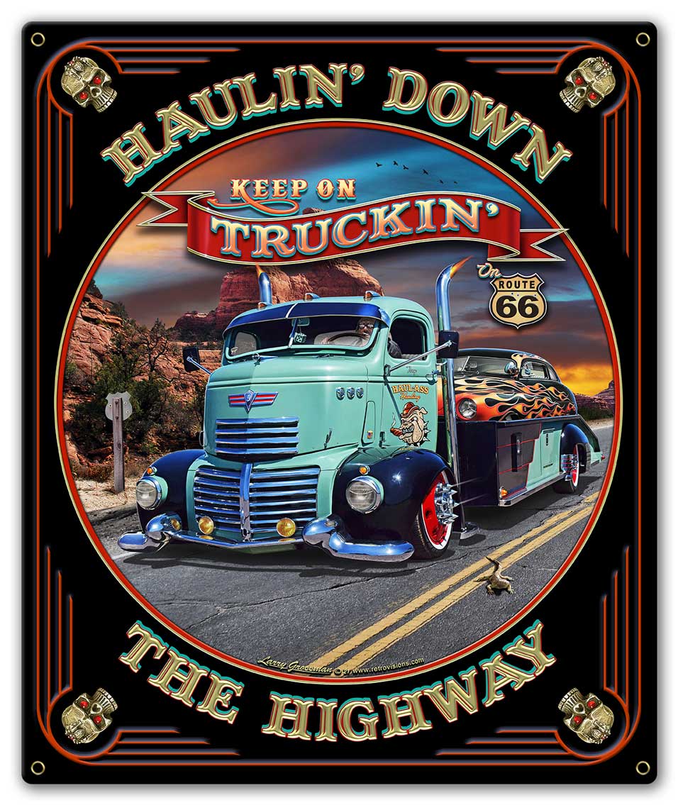 Haulin' Down Highway 15 x 18 Custom Shape