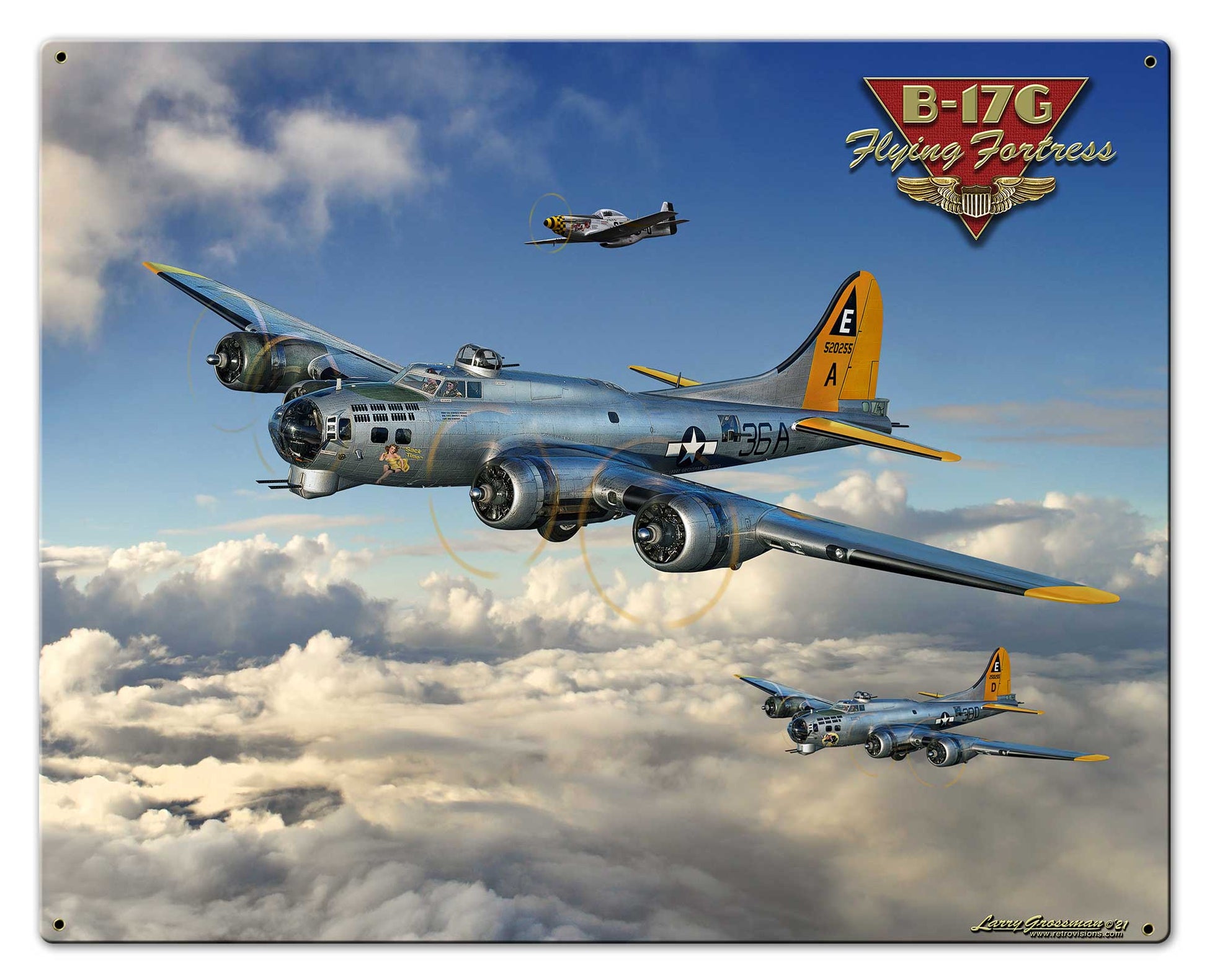 B-17 Flying Fortress 30 x 24 Custom Shape