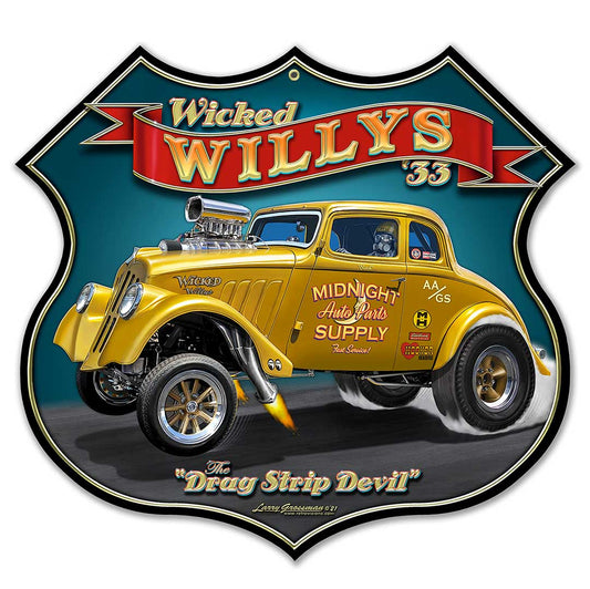 Wicked 1933 Willy's Shield 16 x 15 Custom Shape