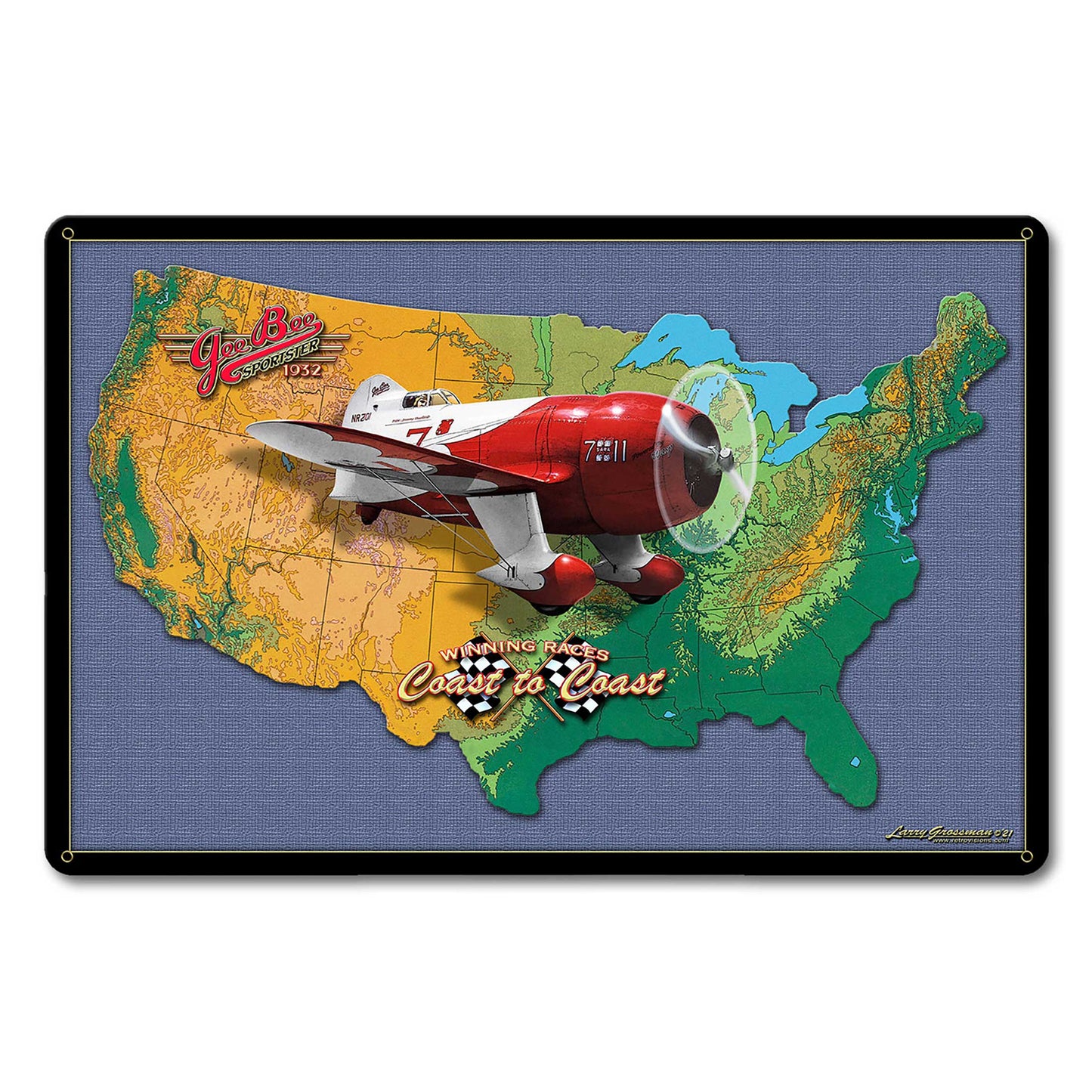 GEE BEE RACER MAP 18 x 12 Satin