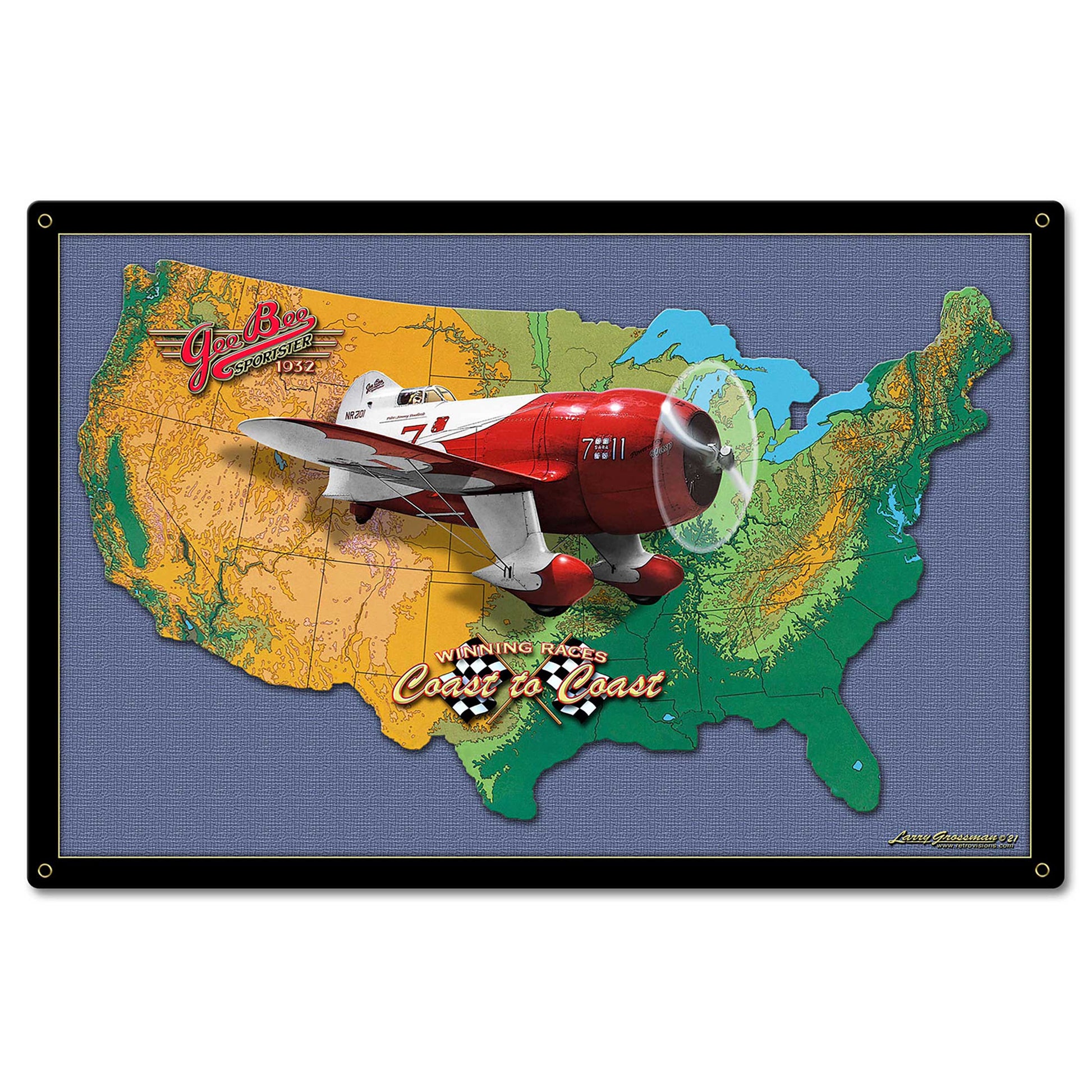 GEE BEE RACER MAP 24 x 16 Satin