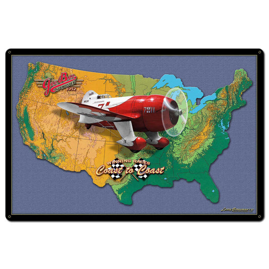 GEE BEE RACER MAP 36 x 24 Satin