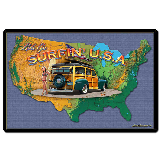 SURFIN USA MAP 36 x 24 Satin