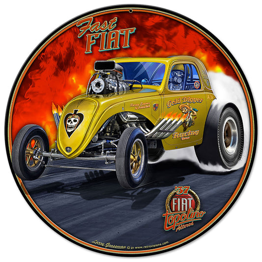 1937 FIAT DRAG CAR YELLOW 14 x 14 Round