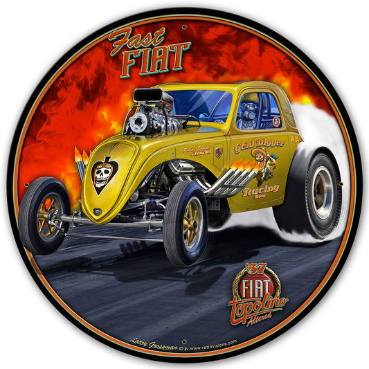 1937 FIAT DRAG CAR YELLOW 28 x 28 Round