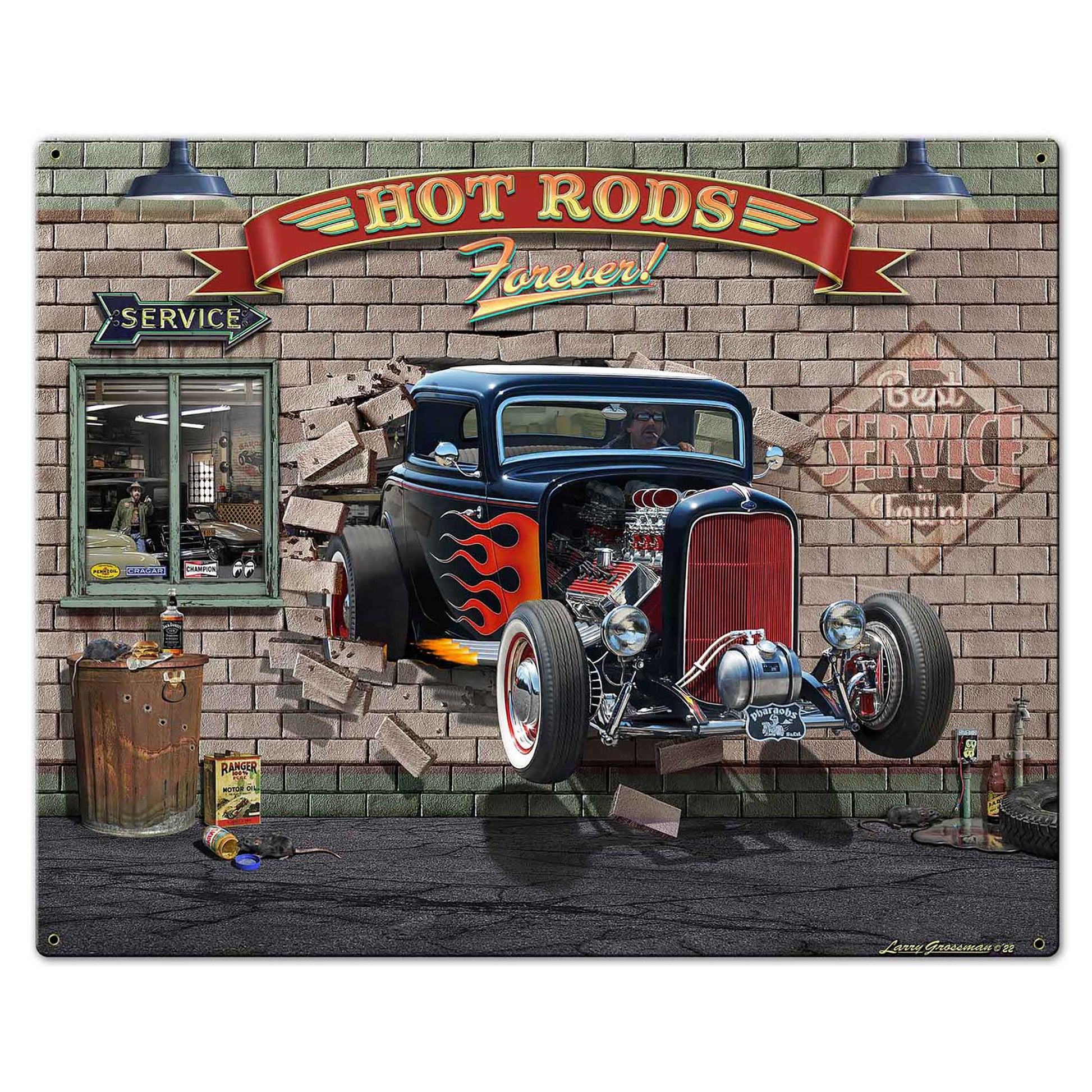 Hot Rods Forever 30 X 24 vintage metal sign