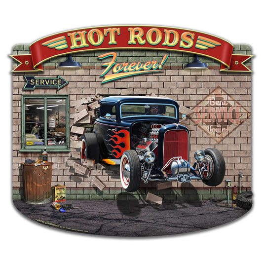 Hot Rods Forever 22 X 19 vintage metal sign