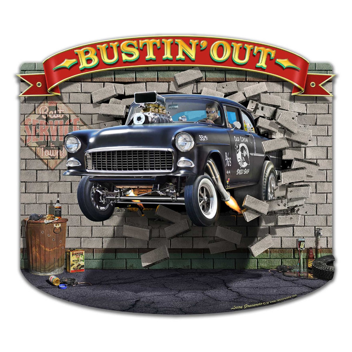 1955 Bustin' Out 16 X 14 vintage metal sign
