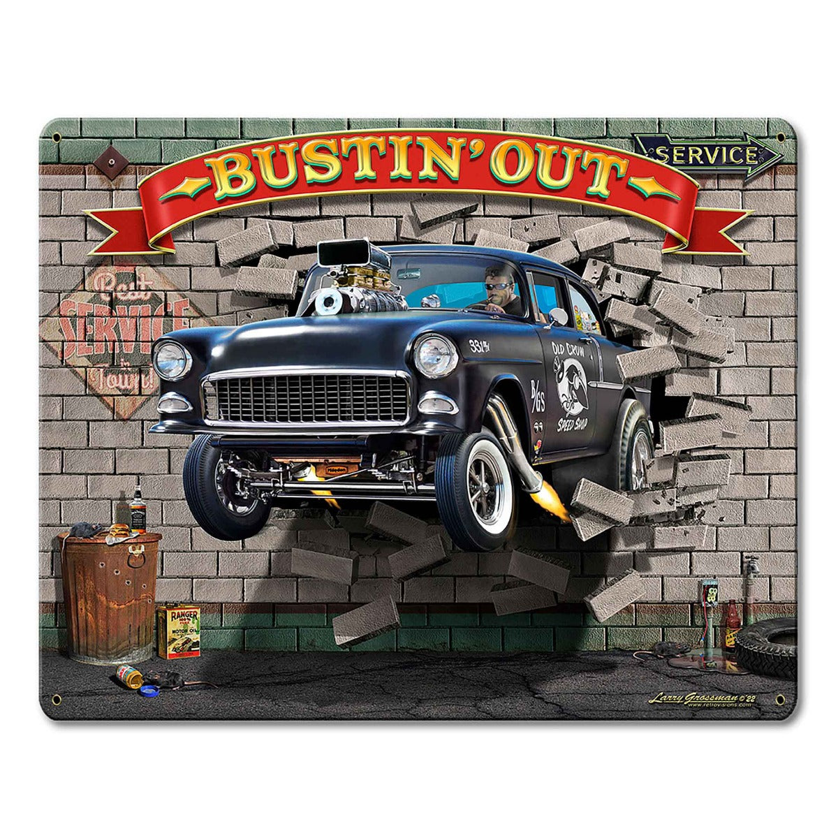 Break On Thru 1955 Chevy 15 X 12 vintage metal sign