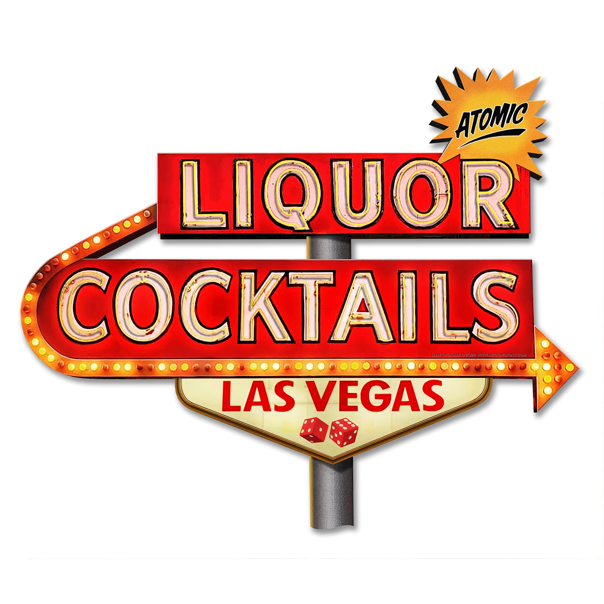 Atomic Liquor Cut out 16 X 14 vintage metal sign