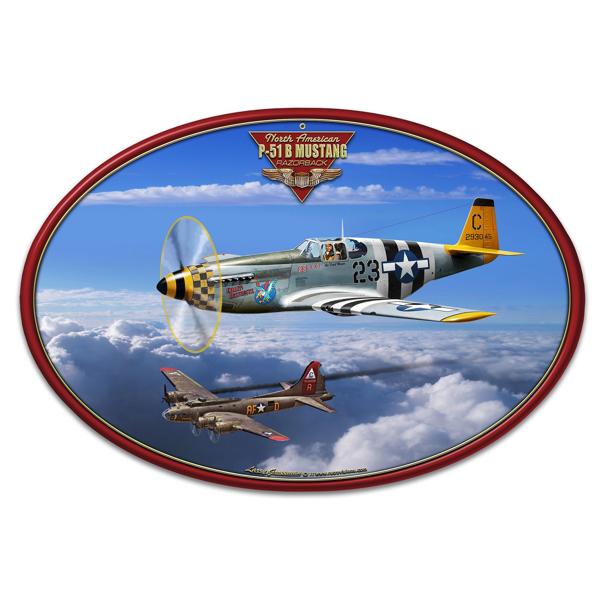 P-51B Mustang Metal Sign 22in X 15in