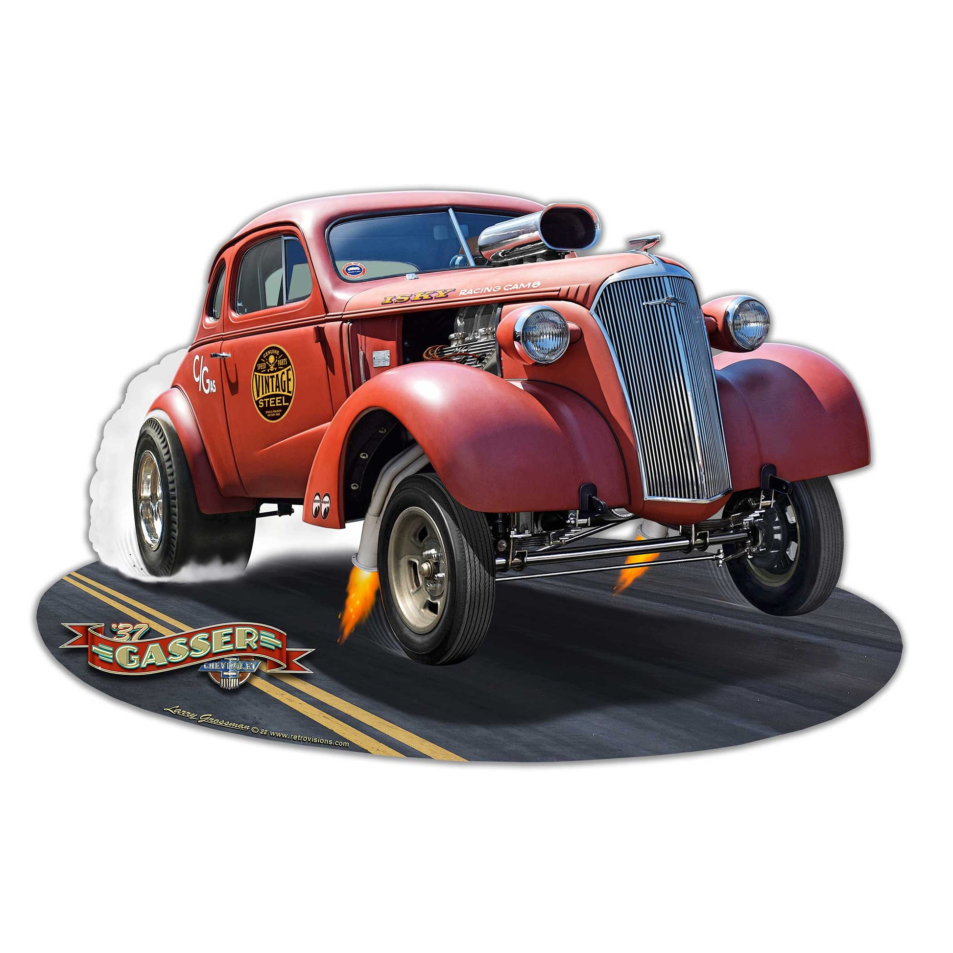 1937 CHEVY GASSER Metal Sign 22in X 15in