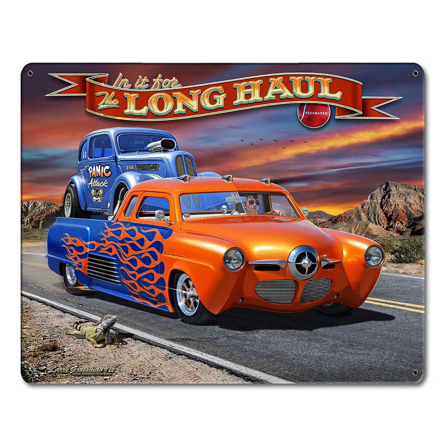 1949 Stude Long Haul Metal Sign 15in X 12in