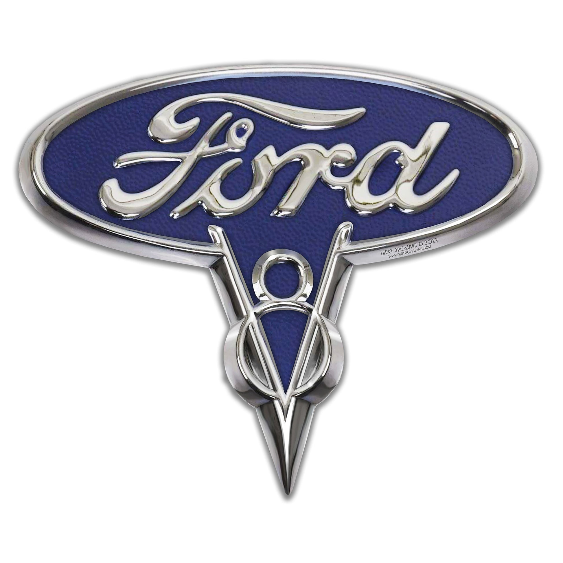 Ford V-8 Emblem Metal Sign 22in X 18in
