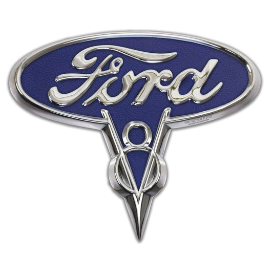 Ford V-8 Emblem Metal Sign 18in X 15in
