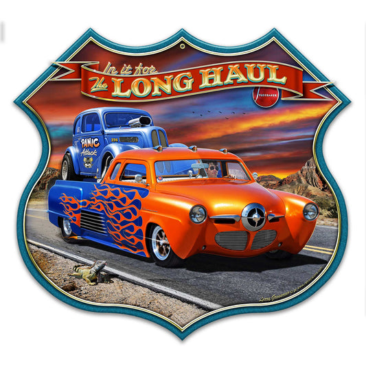 1949 Stude Long Haul Shield Metal Sign 18in X 17in