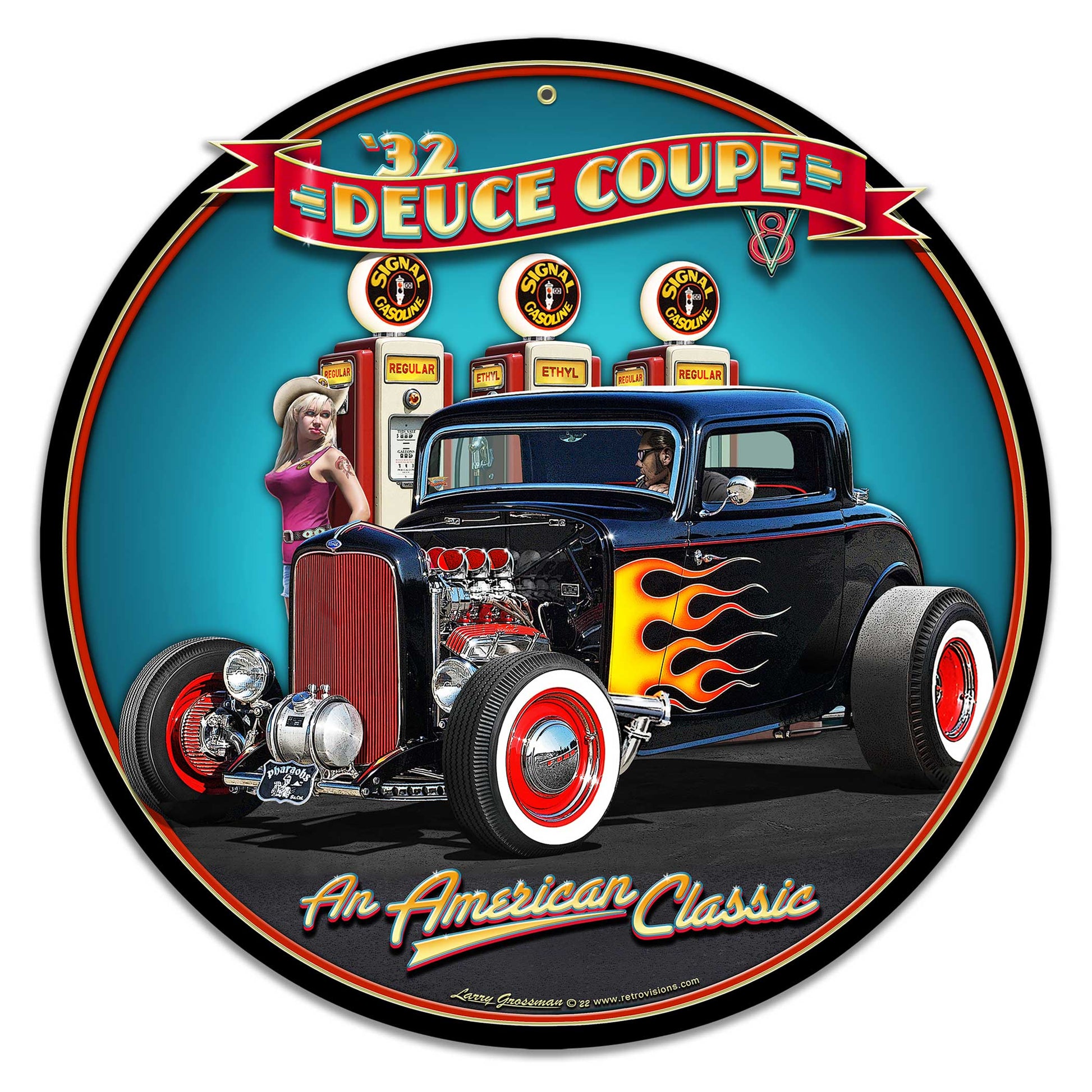 1932 Deuce Coupe Fill-up Metal Sign 18in X 18in