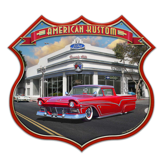 1956 FORD RANCHERO KUSTOM SHIELD Metal Sign 22in X 20in