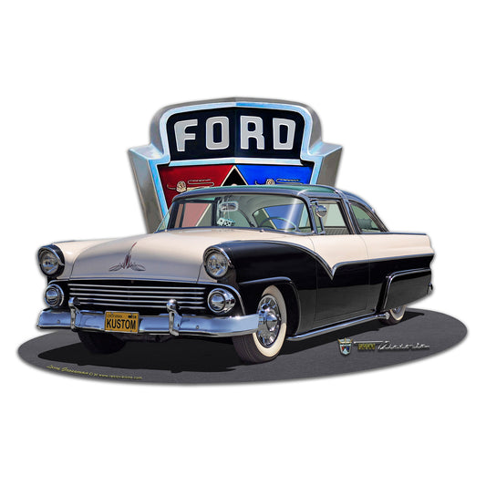 55 Ford Kustom Emblem Metal Sign 22in X 14in