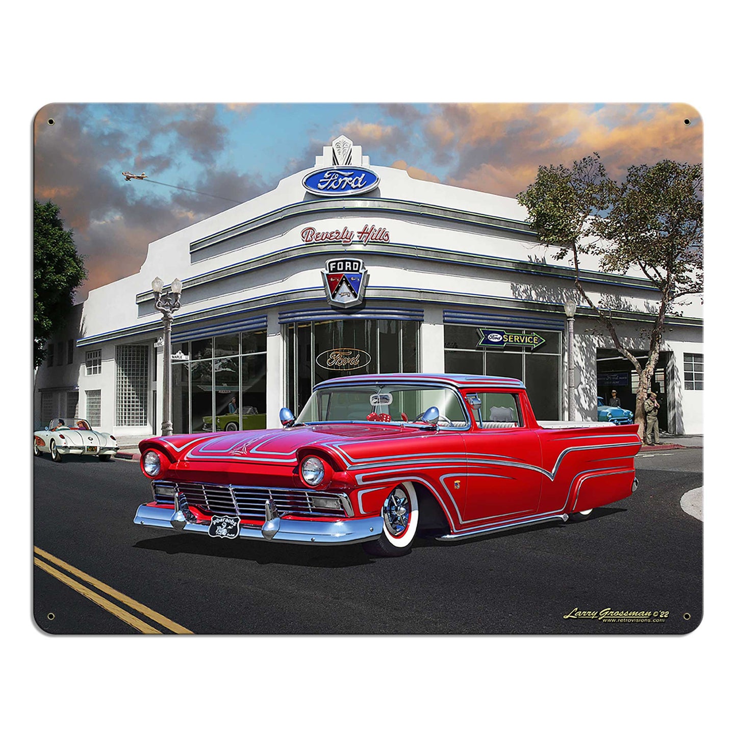 1956 Ford Ranchero Kustom Dealer Metal Sign 12in X 15in