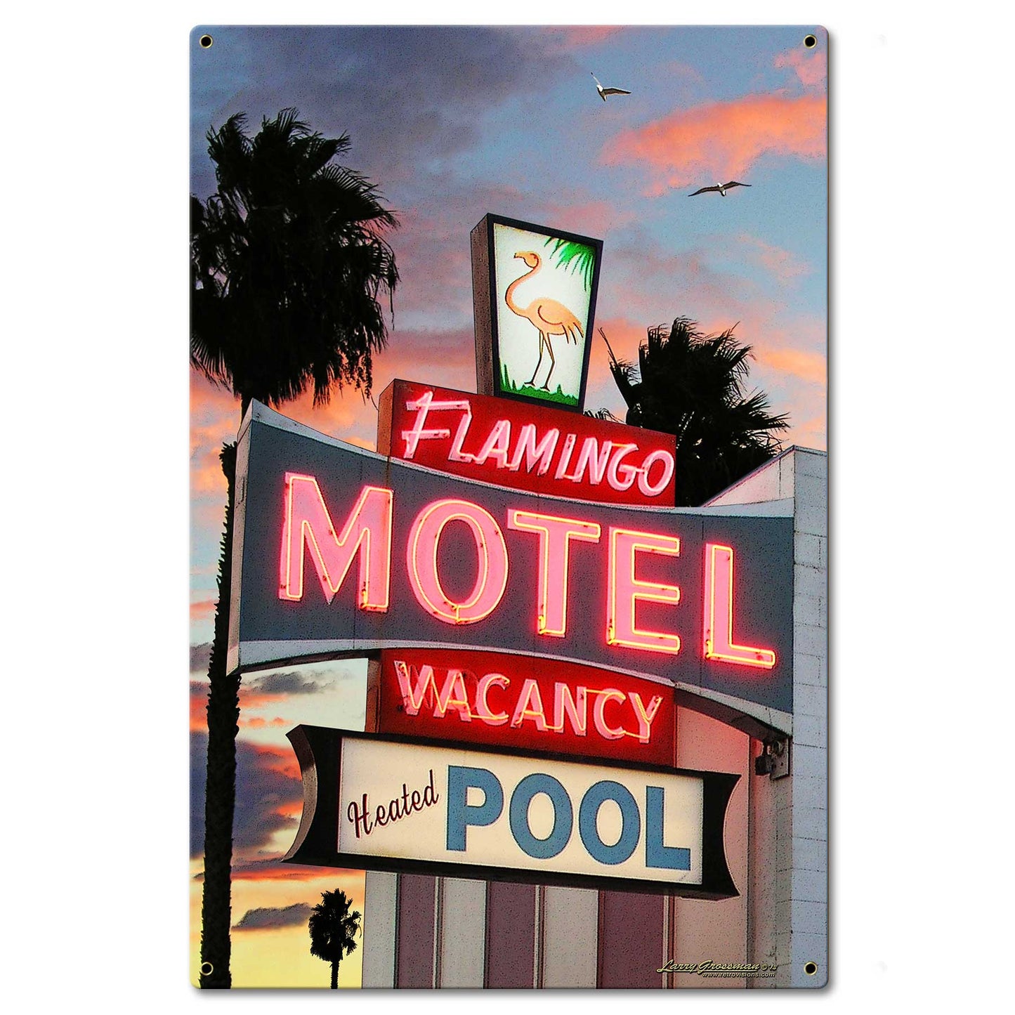 Flamingo Motel Metal Sign 16in X 24in