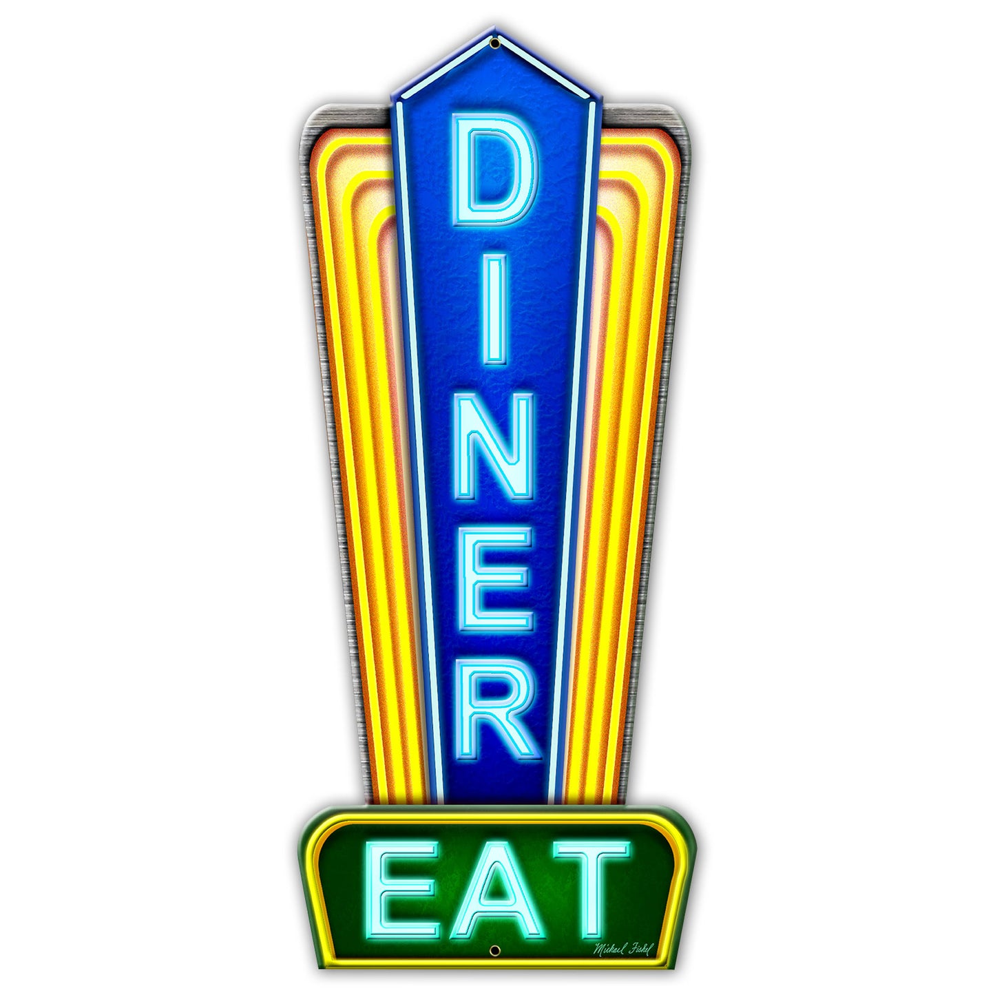 Diner Cut out 9 X 22 vintage metal sign