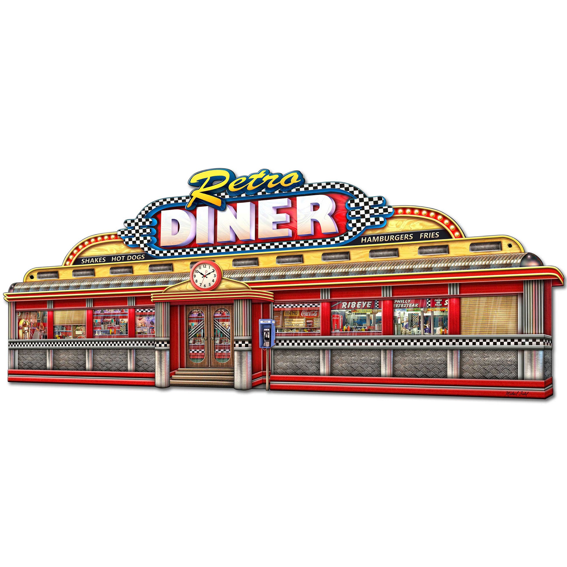 Retro Diner Cut out 36 X 15 vintage metal sign