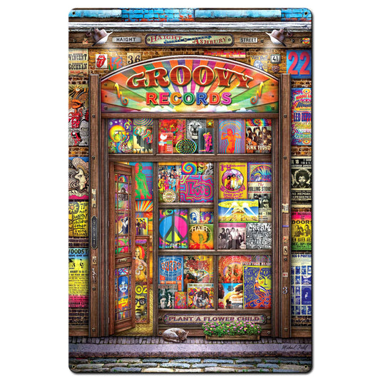 Groovy Records 24 X 36 vintage metal sign