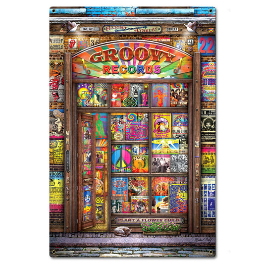 Groovy Records 16 X 24 vintage metal sign