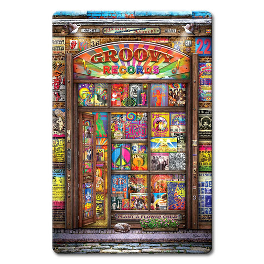 Groovy Records 12 X 18 vintage metal sign