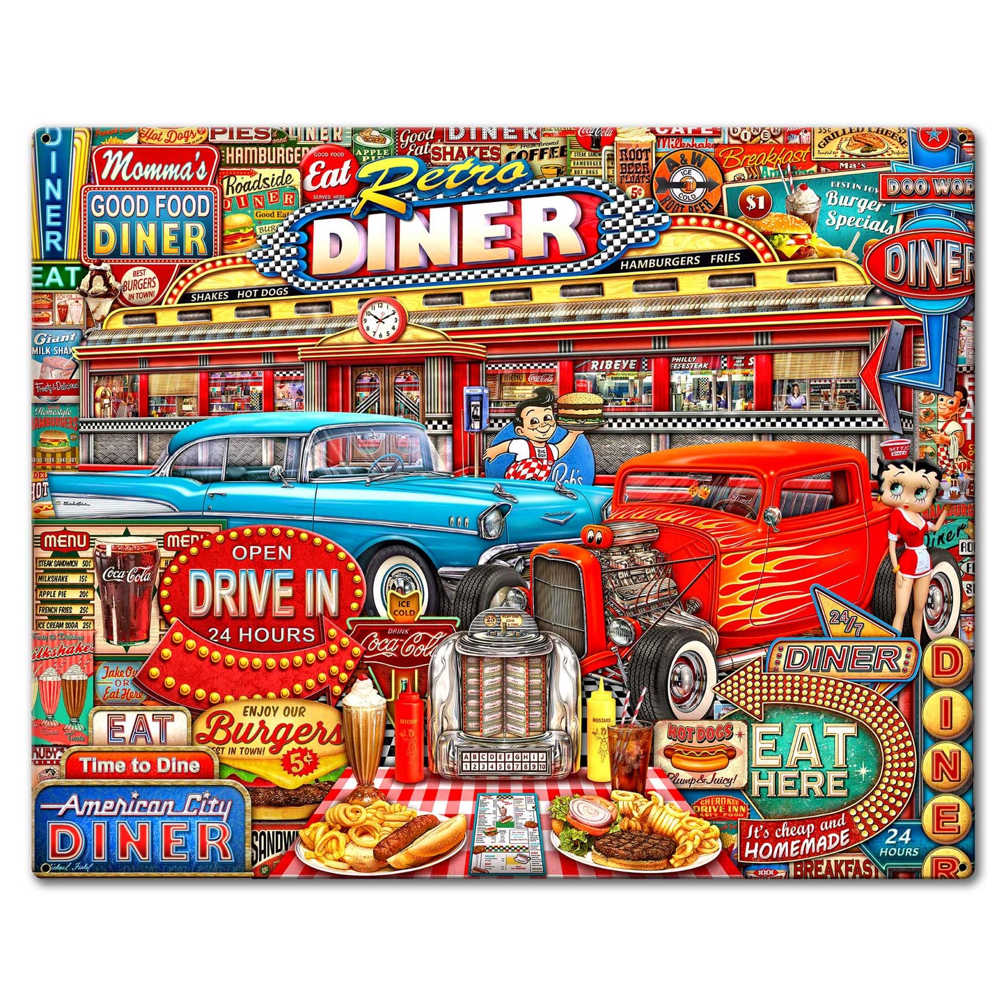 Retro Diner Crusin' 30 X 24 vintage metal sign