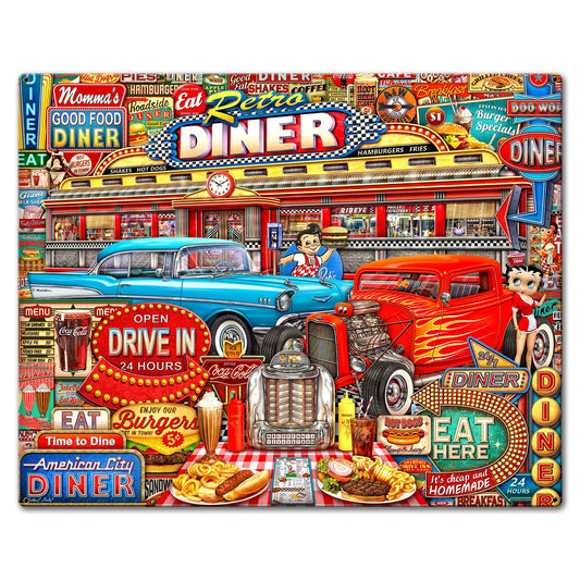 Retro Diner Crusin' 30 X 24 vintage metal sign