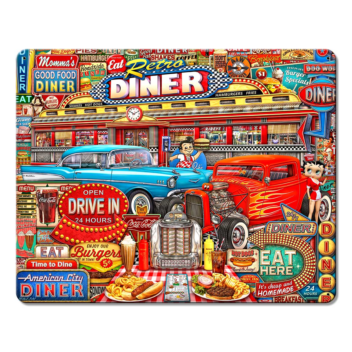 Retro Diner Crusin' 15 X 12 vintage metal sign
