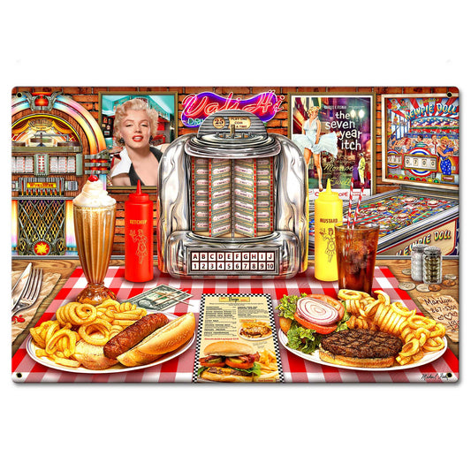 Dinner With Marilyn 24 X 16 vintage metal sign