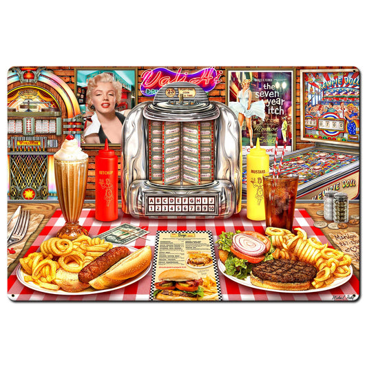 Dinner With Marilyn 36 X 24 vintage metal sign