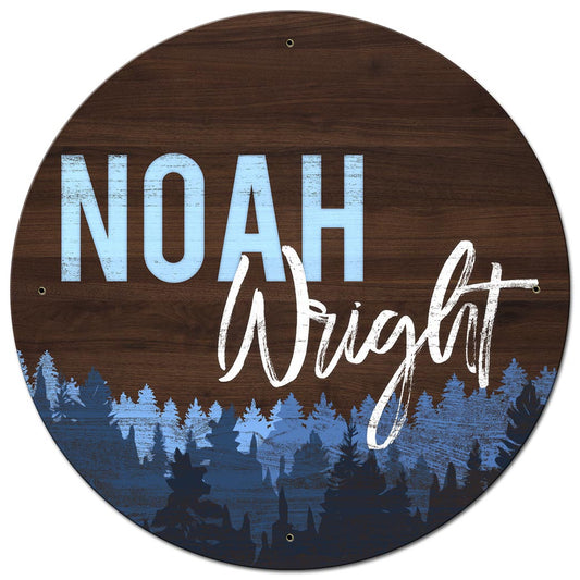 Nursery Sign Blue 28 x 28 Round - Personalized