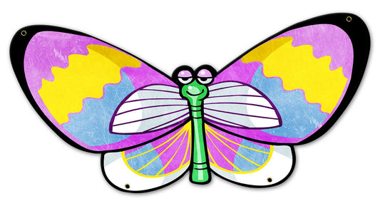 Pink Yellow Butterfly 23 x 12 Custom Shape