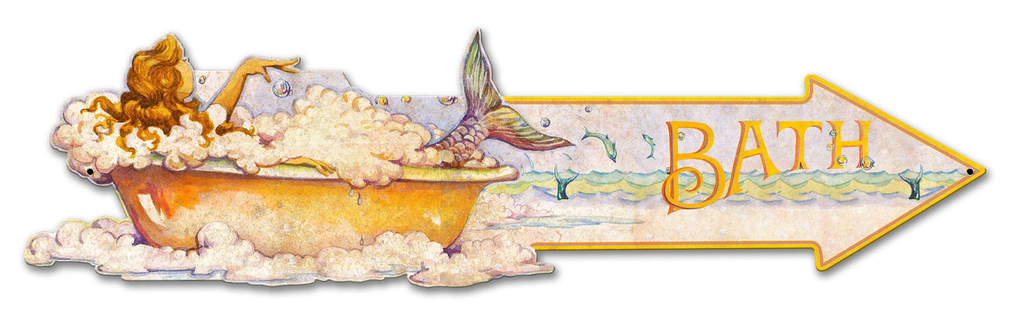 Grunge Mermaid Arrow Bath Vintage Sign