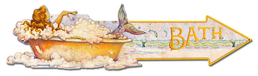 Grunge Mermaid Bath Arrow Vintage Sign