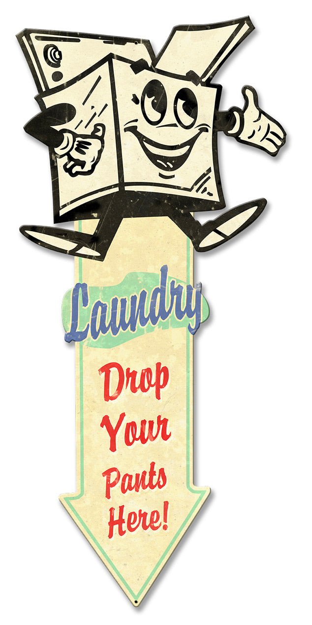 Laundry Arrow Down Grunge Vintage Sign